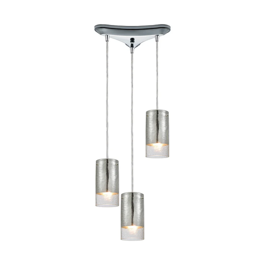 Tallula 3-Light Triangular Canopy Pendant, Polished Chrome