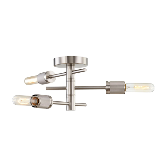 Module 3-Light semi flush mount in Satin Nickel