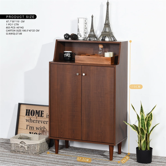 Clihome 26.6" Storage Cabinet with 2 Doors- Brown