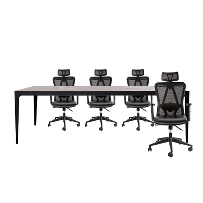 Conference Meeting Table With Office Chairs For 8 Persons (light Elm)