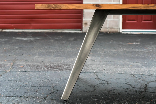 Walnut & Steel "Zhao' Dining Table, Tapered Legs, Custom | Shipping/Delivery Not Included, Please Inquire For Added Costs