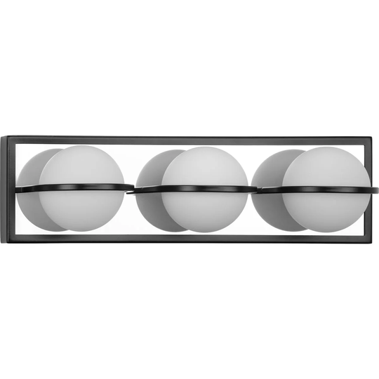 Pearl LED Collection 3-Light Matte Black Opal Glass LED Modern Bath Vanity Light