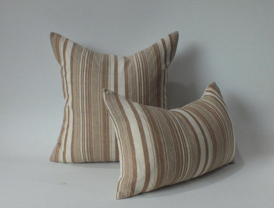Khaki & White Striped Sofa Pillow Cover Fabric Decorative Cushion Throw Pillows Home Decor Ottoman Round Foot Stool Cushions Beanbags