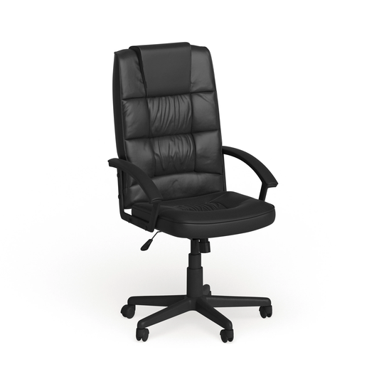 High Back LeatherSoft Soft Ripple Upholstered Swivel Office Chair w/Arms