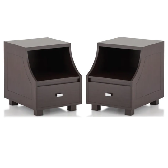 Moshe Modern Wood Storage End Table in Walnut - Set of 2 - 54 x 84