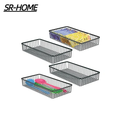 Metal Farmhouse Kitchen Cabinet Drawer Organizer Tray - Storage Basket For Cutlery, Serving Spoons, Cooking Utensils