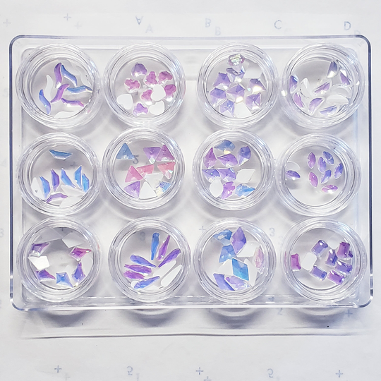 Opal White Ab 120 Pcs Nail Art Rhinestone Shapes Kit - Bling Box