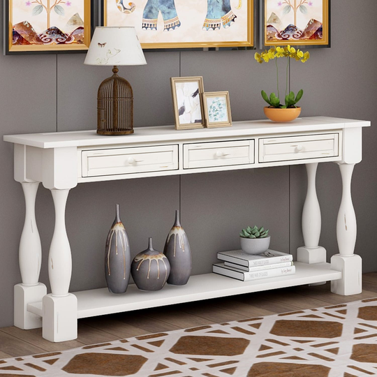 Console Table Sofa Table with Drawers and Shelf Entryway, Hallway