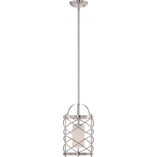 Nuvo Lighting Ginger Nickel 1-light Mini Pendant - Pewter - Diameter 8.00", Height 51.75" - Diameter 8.00", Height 51.75"
