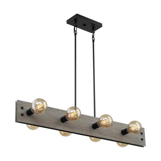Nova Lighting Eight Light Island Pendant Stella Driftwood / Black Acce - exact size