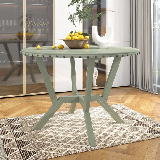 Mid-Century Round Dining Table with Cross Legs for Small Places, Kitchen, Studio