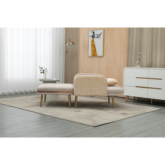 Convertible Bed Chair & Ottoman Sets and Chaise Lounge Chair Velvet Accent Chair