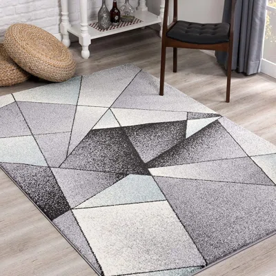 Gray And Blue Prism Pattern Area Rug