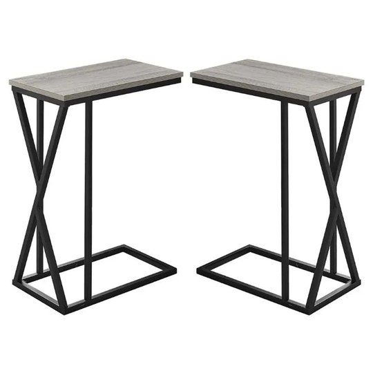Metal C Shaped End Table in Black and Gray - Set of 2 - 54 x 84