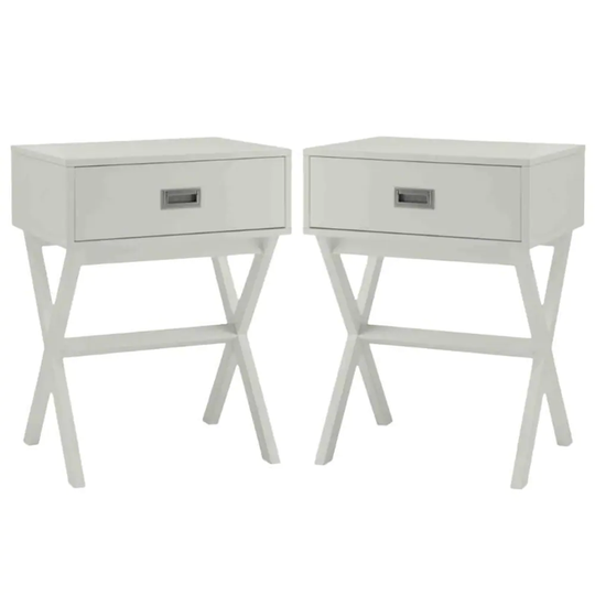 End Table in White Wood Finish - Set of 2 - 54 x 84