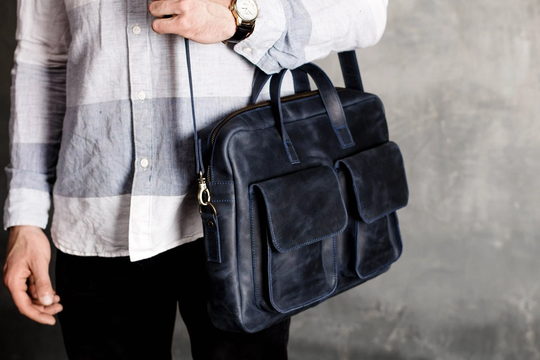 Leather Shoulder Bag For Men. Mens Leather Messenger Bag. Laptop Crossbody