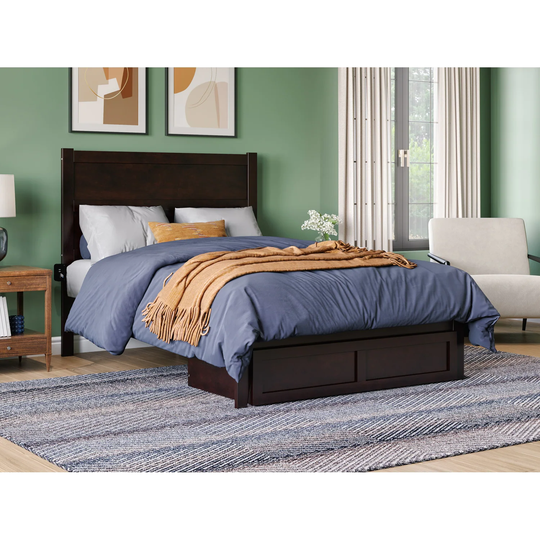 NoHo Full Platform Bed with Foot Drawer Storage in Espresso