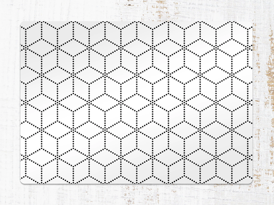 Cube Attern Chair Mat, White Vinyl Floor Black Protective Dots Splat Office Decor, Flooring, Comfort Splash Mat