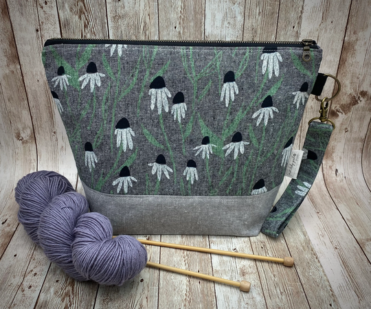Echinacea Shawl Wedge Bag| Medium Zipper Project Knitting Gift For Makers