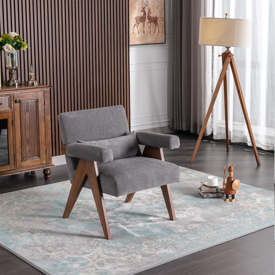 Accent Chair Rubber Wood legs with Cushion