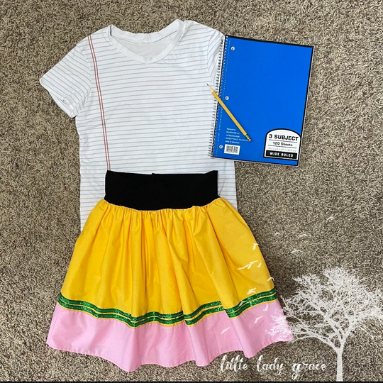 Back To School Pencil Skirt 1st Day Paper & Outfit Set. Toddler Kids Supplies