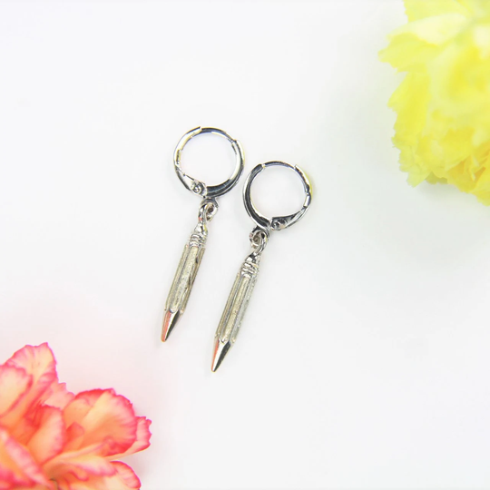 Sliver Pencil Charm Earrings Gifts Architect Jewelry Engineer Mom Gift Sister Birthday Personalized