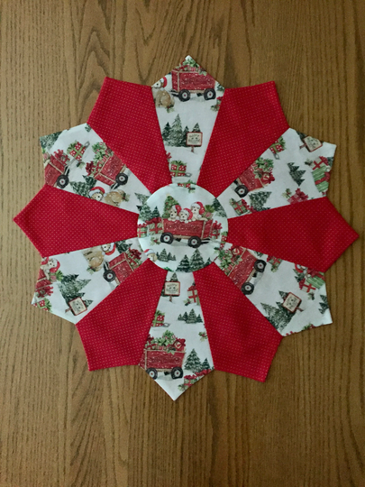 Puppies - Red Wagon Trees Table Decoration Winter Christmas Holiday Dresden Round Runner Reversible Ships Fast
