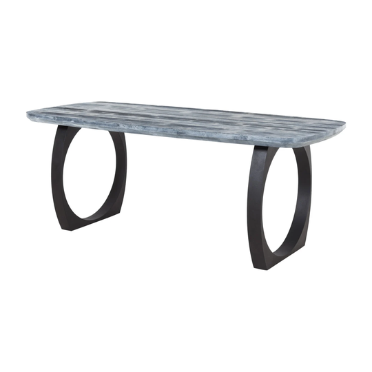 Solid Wood Dining Table With Round Metal Legs, Handmade Kitchen Table, Rectangle Home & Living
