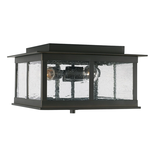 Barrett 13" 3-light Outdoor Flush Mount w/ Antiqued Glass