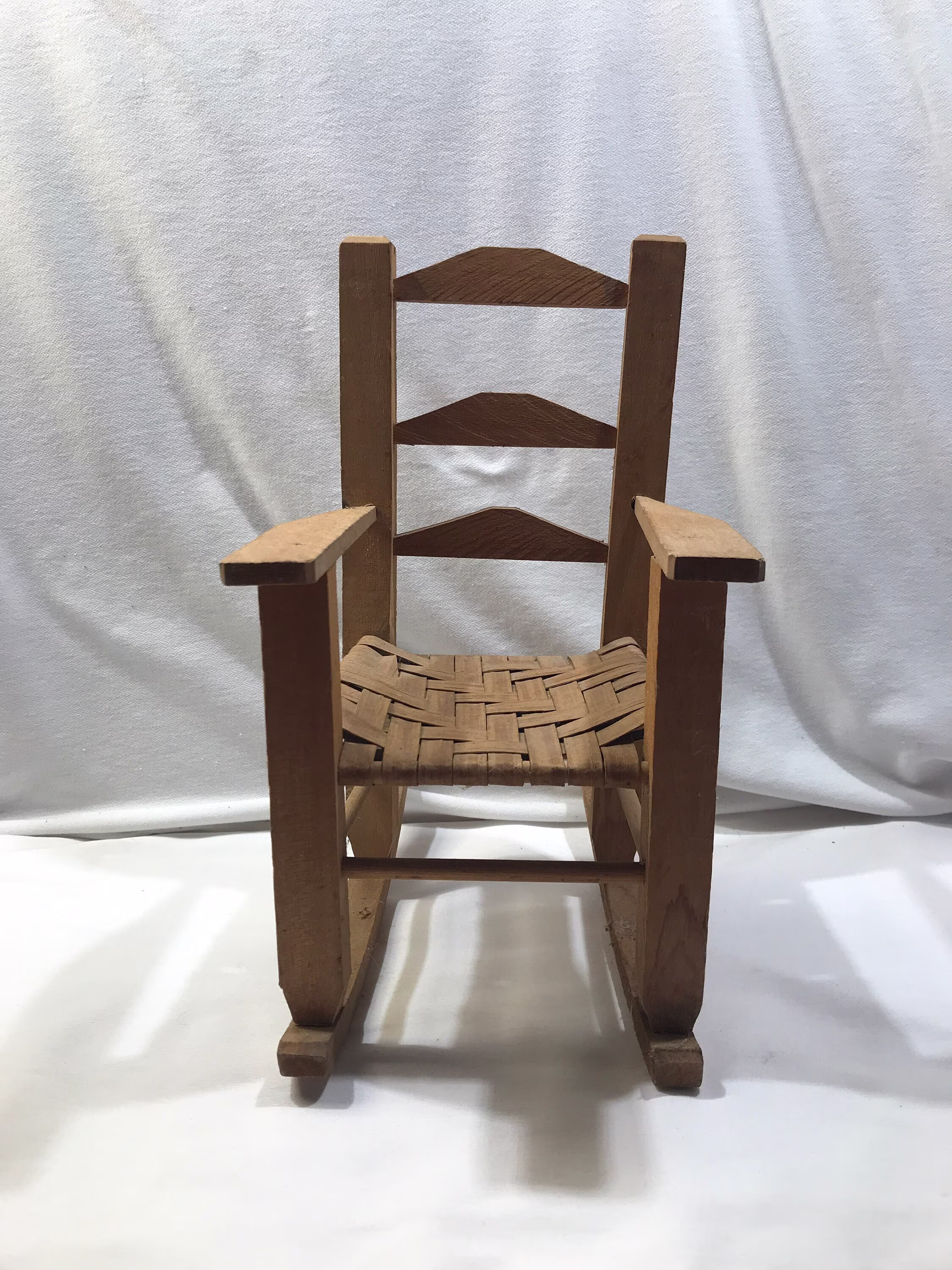 Doll Rocking Chair, 12" Tall, Miniature Light Brown Wood Doll Display