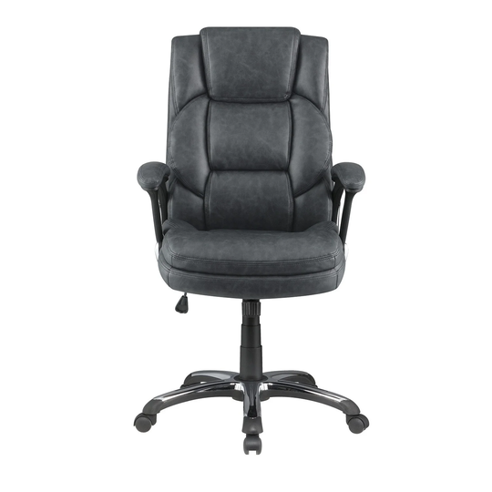 Adjustable Height Office Chair With Padded Arm, Grey and Black