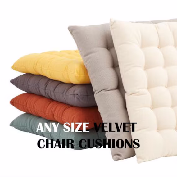 Set Of 2 - Velvet Chair Cushion Cover, Square Seat Pads, Tufted Pads Dining Kitchen Cushion, Indoor Outdoor 16x16 20x20