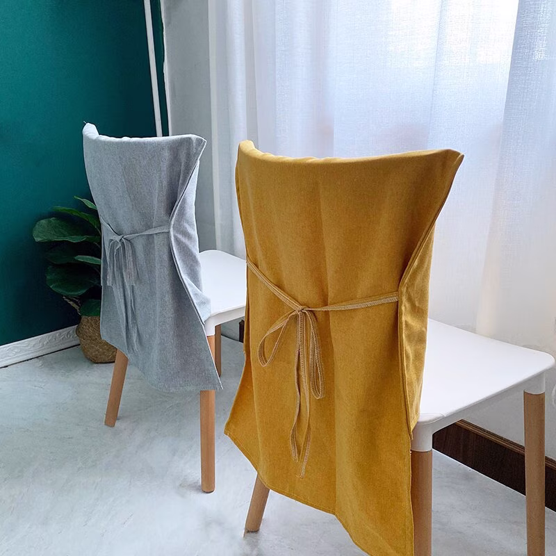 Multi-Colors Natural Cotton & Linen Chair Back Cover With Ties | Handmade Removable Washable Slipcovers Dorm