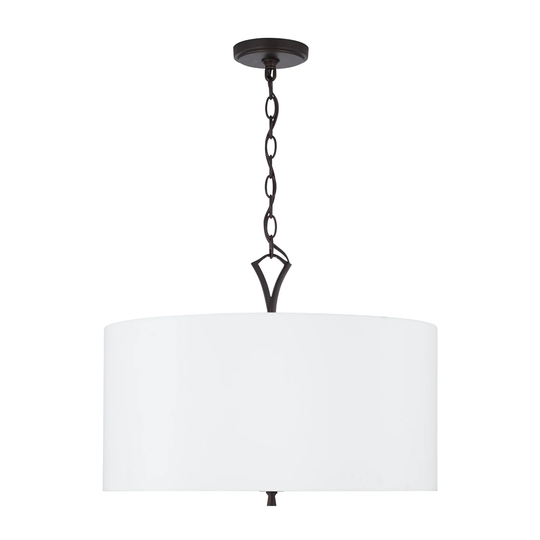 Jaymes 4-light Old Bronze Drum Pendant w/ White Fabric Shade