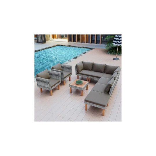 Patio Wicker Sofa Setin Grey Color