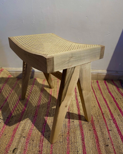 30%off Caning Abouret in Walnut, & Walnut Bench, Cane Walnut Chair, in Wood, Bench Moroccan Wood Chair