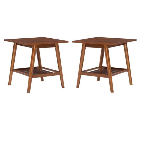 2-Piece Furniture Solidwood End Table Set in Brown - 54 x 84