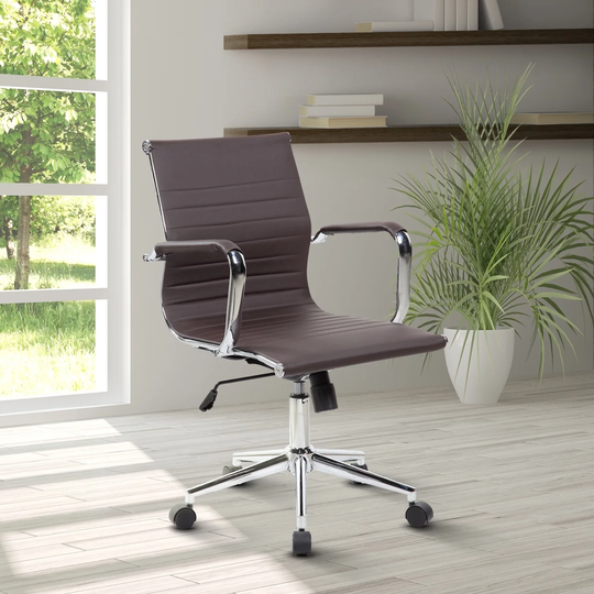 CTEX Modern Medium Back Executive Office Chair, Chocolate
