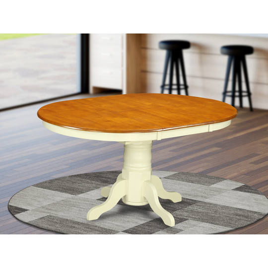 KET-BLK-TP Oval Dining Table - Cherry Table Top - Black Finish Pedestal Legs Solid Wood Wood Kitchen Table (Finish Options)