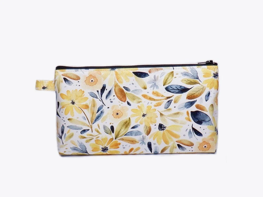 Tall Pencil Case, Back To School, Student Supplies, Standing Large Pouch, Watercolor Flowers Modern Floral