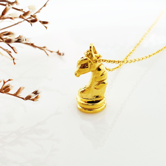 Chess Necklace, Knight Lover Gift, Personalized Jewelry For Women, Queens Gambit, Gold Gift For Her