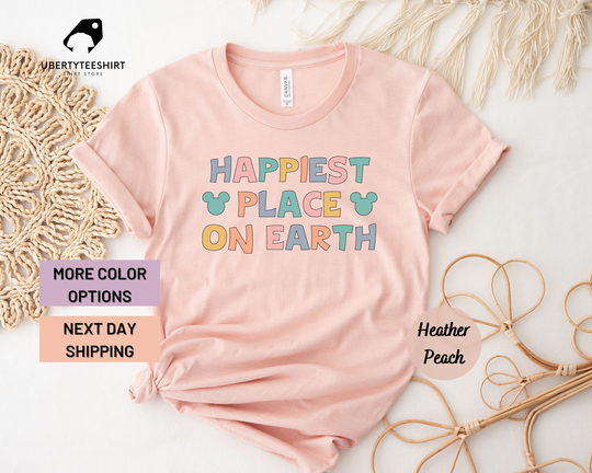 Happiest Place On Earth Shirt, Colorful Vacay Matching Family, Retro Vacation Shirts