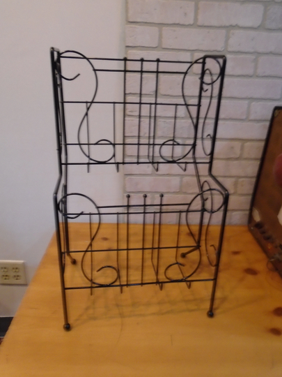 Mid Century Retro Black Finish Book Record Plant Wire Office Storage
