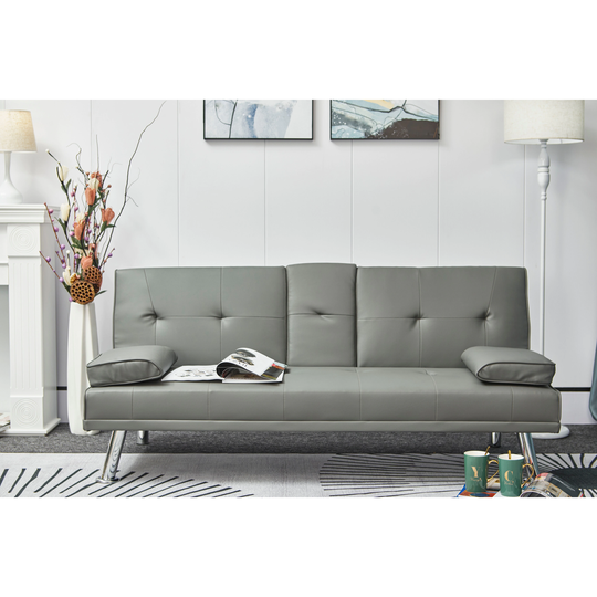 PU Leather Sofa Convertible Folding Futon Sofa Bed Manual Recline Backrest