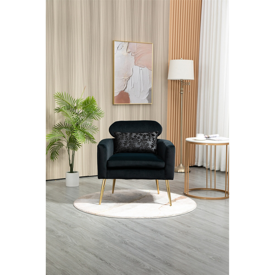 Modern Velvet Accent Chair Lounge Chair, European Style Comfortable Armchair with Golden Feet for Living Room, Study, Bedroom