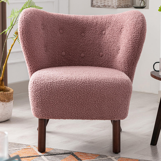 Modern Accent Chair, Wingback Tufted Side Chair with Wooden Legs