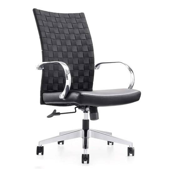 GM Seating Weeve Office Chair Leather Executive Desk Chair with Aluminum Arms & Base (Black)