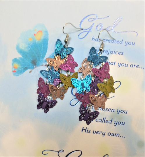 Multi Colored Butterfly Earrings, Colorful Dangle Unique Gifts For Her, Jewelry Birthday Gifts, Mom