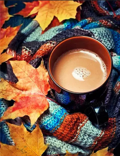 Us Seller. 40x30cm Fall Autumn Cozy Blanket, Coffee, Leaves, Diamond Painting Kit. Round Drills, Full Drill. Fast S&h