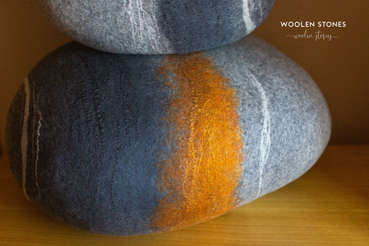 Handmade Pouf Ottoman Sofa Pillow - Watercolor Woolen Stone "Golden Gate" Housewarming Gift Scandinavian Home Decor